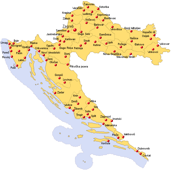 Chorvatsko mapa